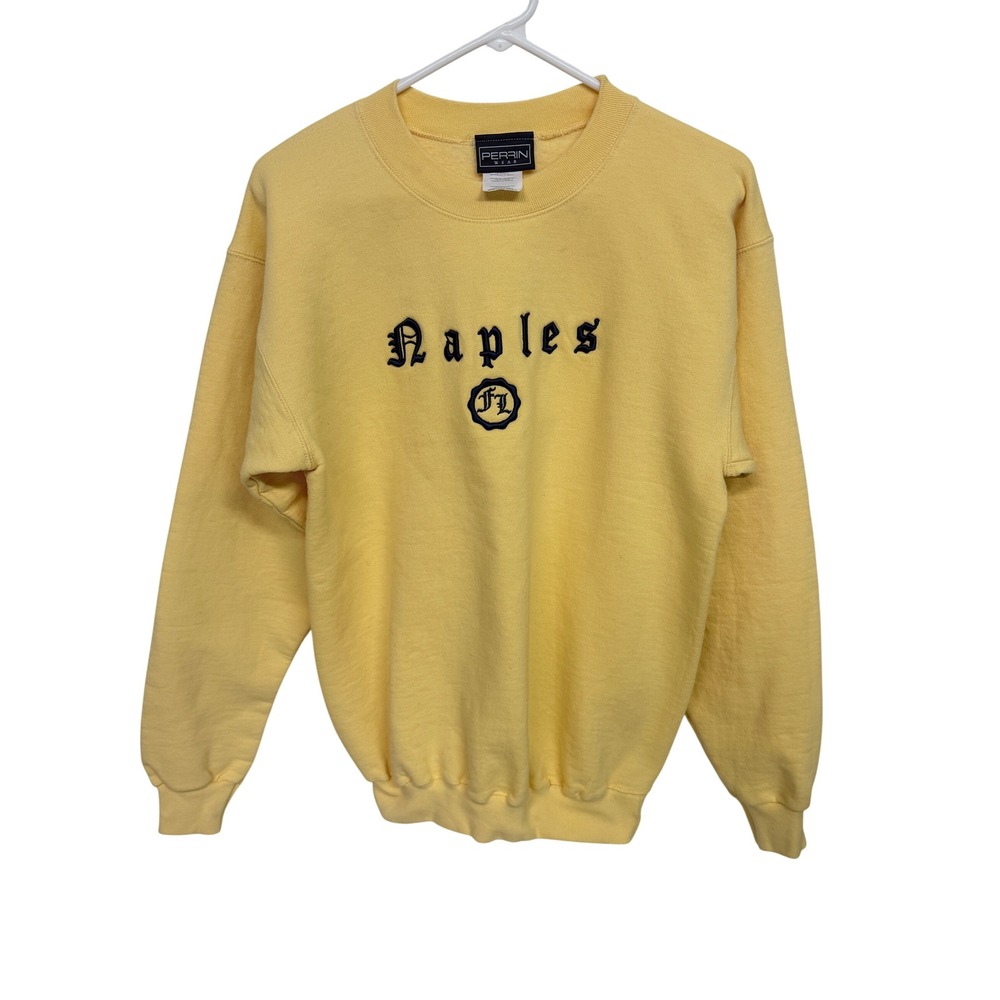 Perrin Wear Naples Florida Sweatshirt Yellow Old English Embroidered Adult S